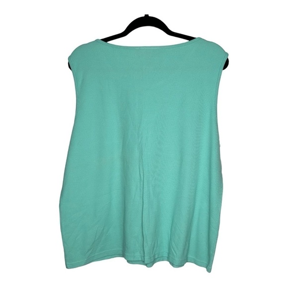 New Denim & Co. Women’s 2 Piece Thermal Tank & Cardigan 1X green blue BNWT - Picture 4 of 5